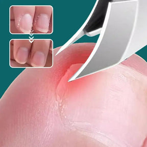 Conjunto 3pcs Cortador em Aço Inox Lamina curva para Unhas Gel, Grossas e Encravadas + Estojo Com Lixa e Levantador de Cutícula.