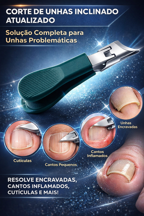 Conjunto 3pcs Cortador em Aço Inox Lamina curva para Unhas Gel, Grossas e Encravadas + Estojo Com Lixa e Levantador de Cutícula.